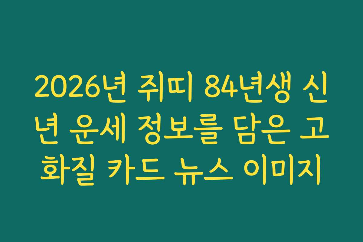 2026년 쥐띠 84년생 신년 운세 정보를 담은 고화질 카드 뉴스 이미지