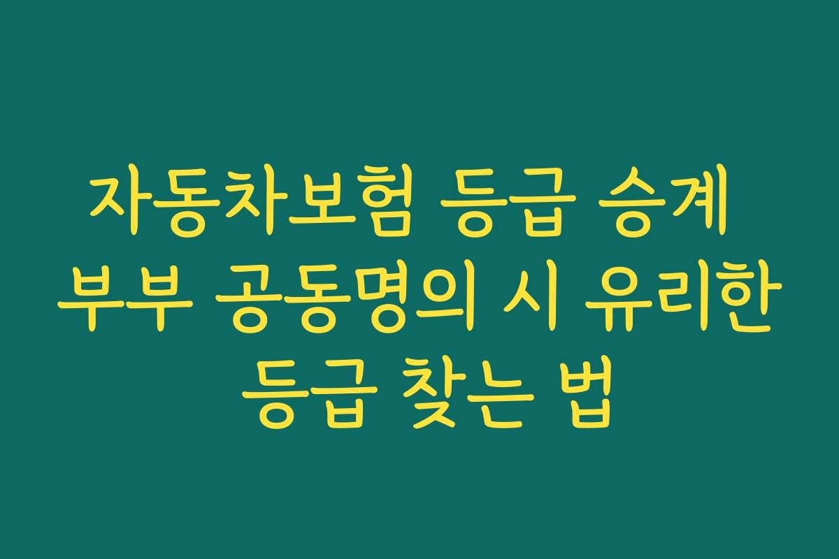 자동차보험 등급 승계 부부 공동명의 시 유리한 등급 찾는 법