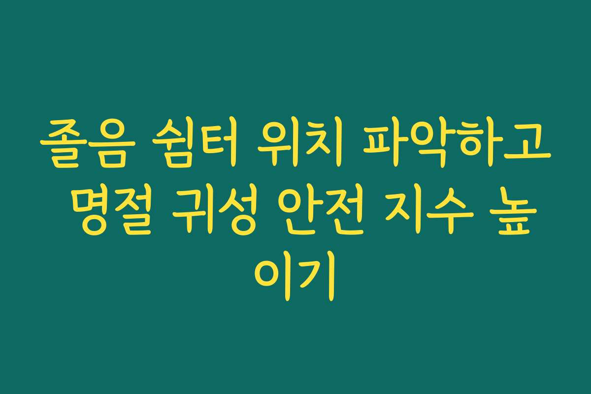 졸음 쉼터 위치 파악하고 명절 귀성 안전 지수 높이기