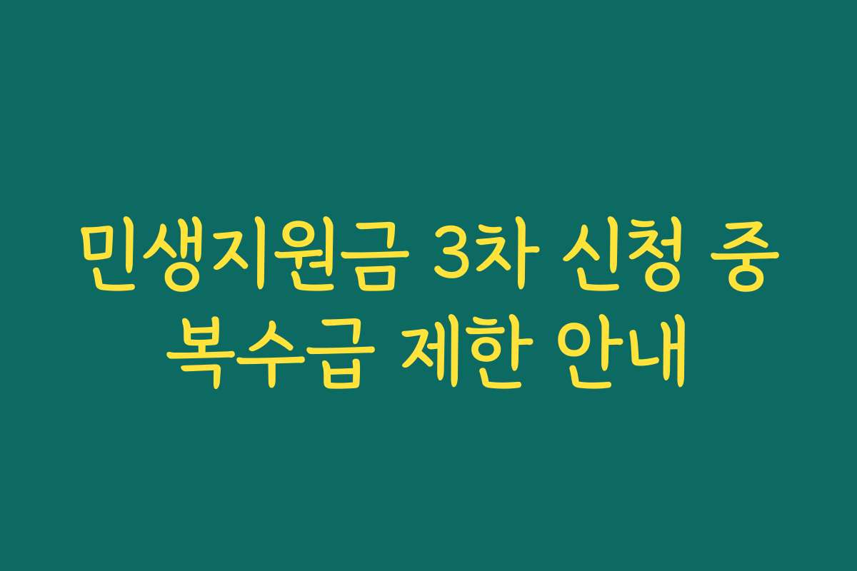 민생지원금 3차 신청 중복수급 제한 안내