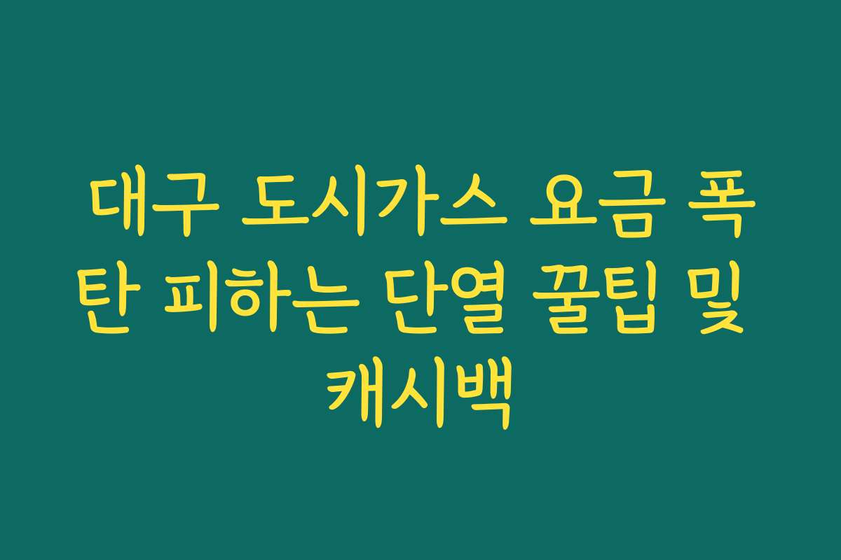 대구 도시가스 요금 폭탄 피하는 단열 꿀팁 및 캐시백