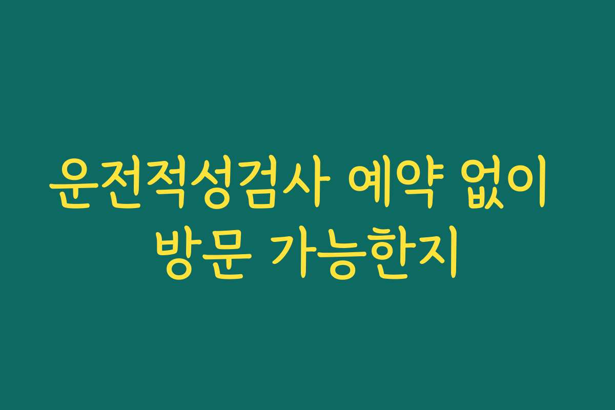 운전적성검사 예약 없이 방문 가능한지