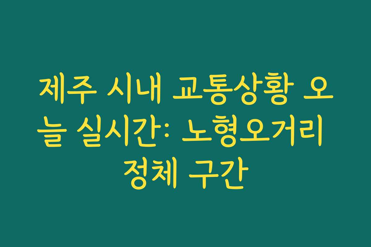 제주 시내 교통상황 오늘 실시간: 노형오거리 정체 구간