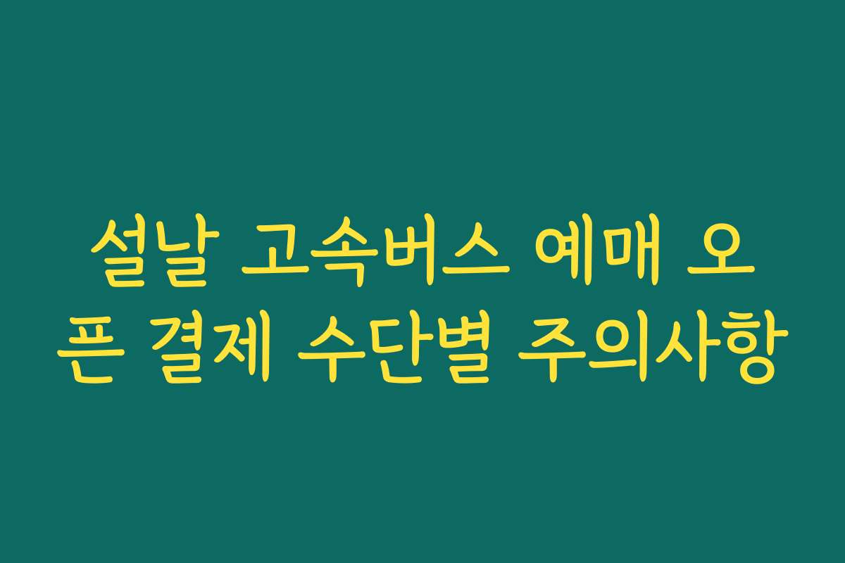 설날 고속버스 예매 오픈 결제 수단별 주의사항