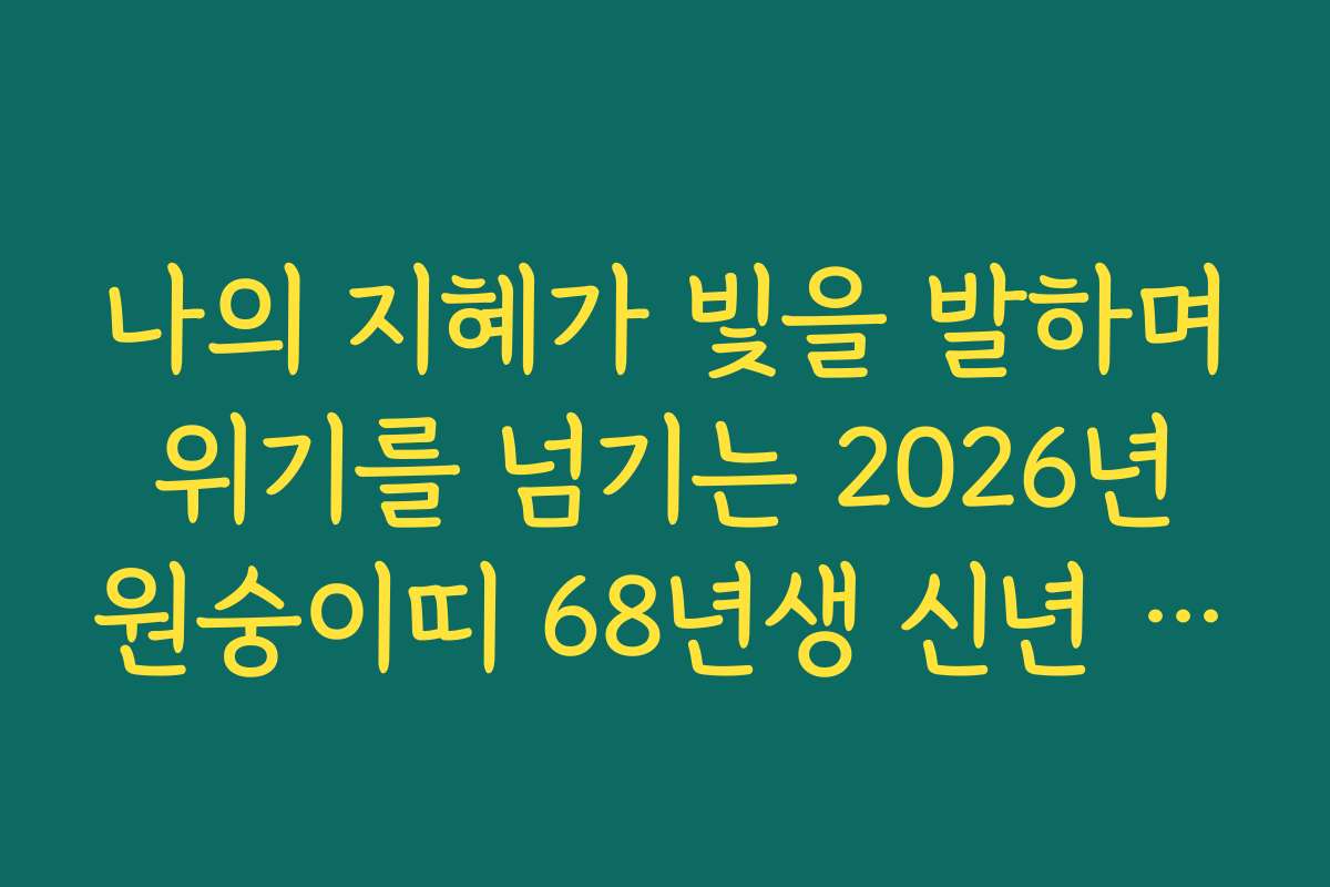 나의 지혜가 빛을 발하며 위기를 넘기는 2026년 원숭이띠 68년생 신년 운세