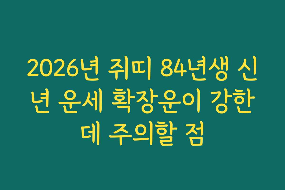 2026년 쥐띠 84년생 신년 운세 확장운이 강한데 주의할 점