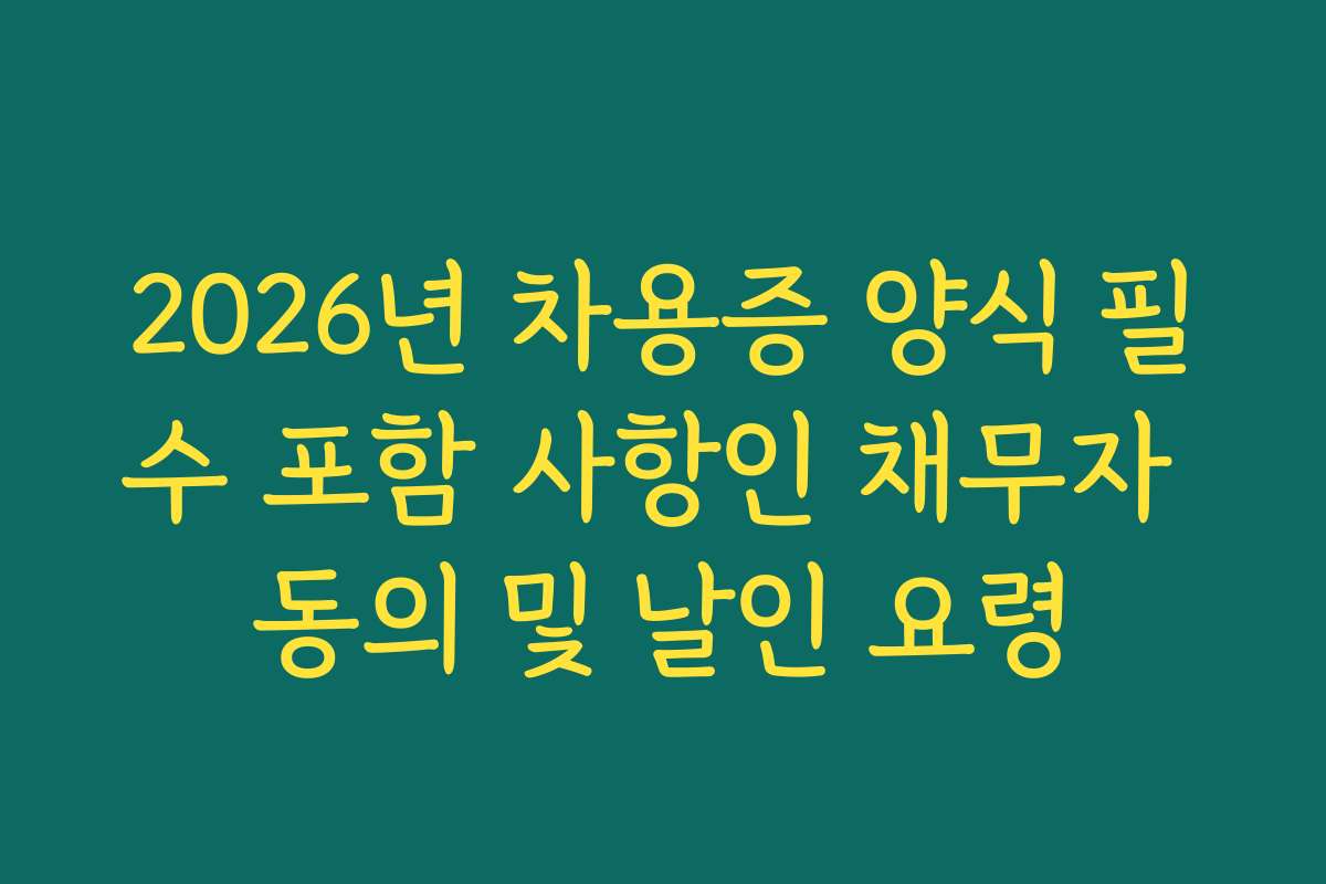 2026년 차용증 양식 필수 포함 사항인 채무자 동의 및 날인 요령