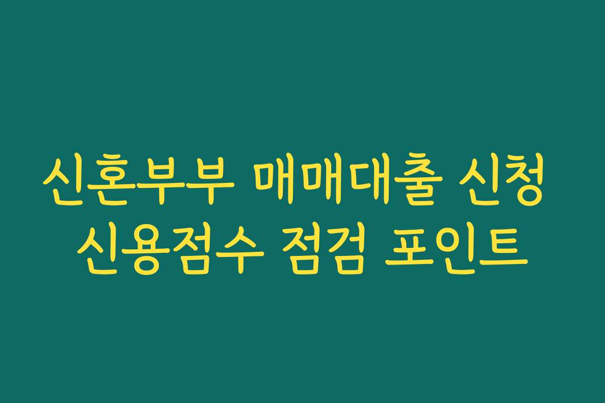 신혼부부 매매대출 신청 신용점수 점검 포인트