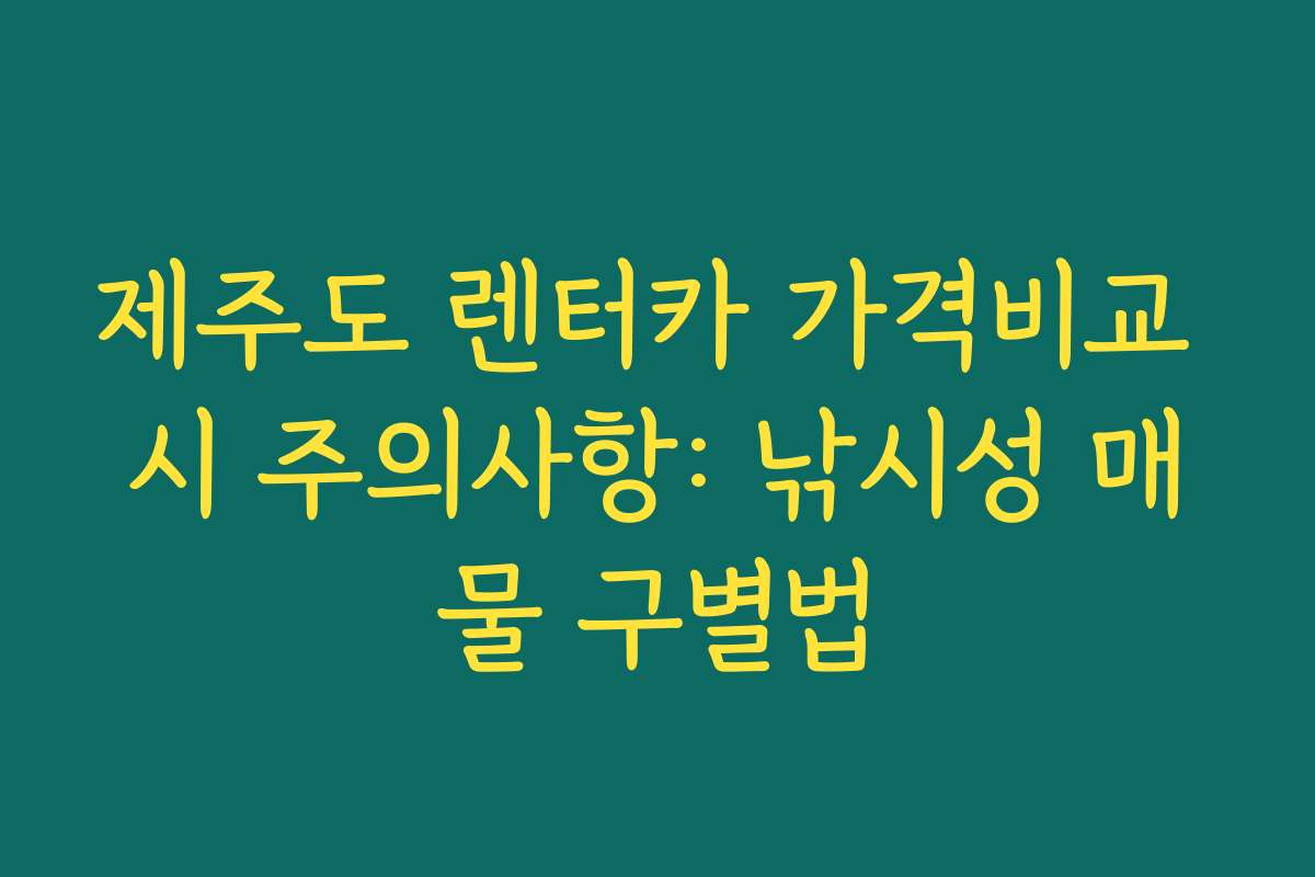 제주도 렌터카 가격비교 시 주의사항: 낚시성 매물 구별법