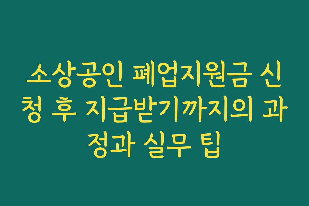 소상공인 폐업지원금 신청 후 지급받기까지의 과정과 실무 팁