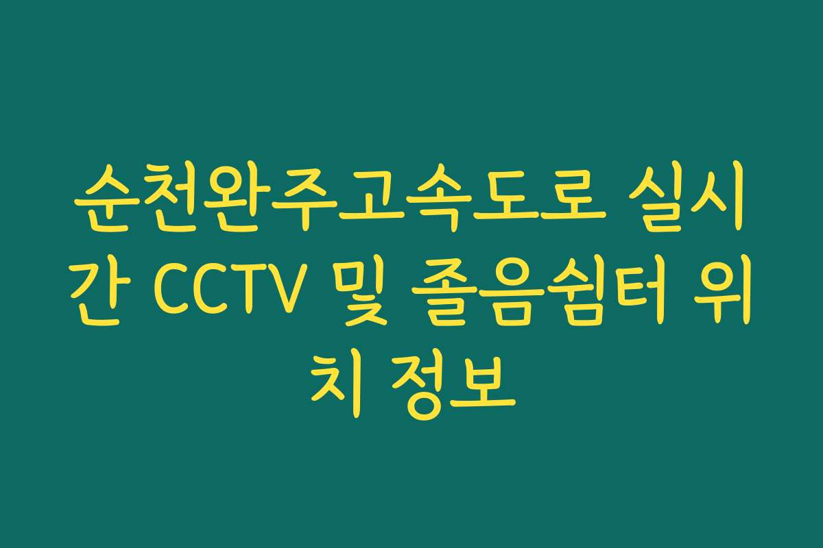 순천완주고속도로 실시간 CCTV 및 졸음쉼터 위치 정보