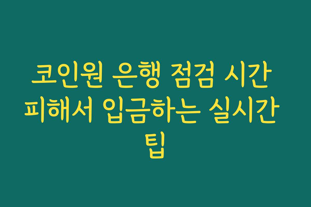 코인원 은행 점검 시간 피해서 입금하는 실시간 팁