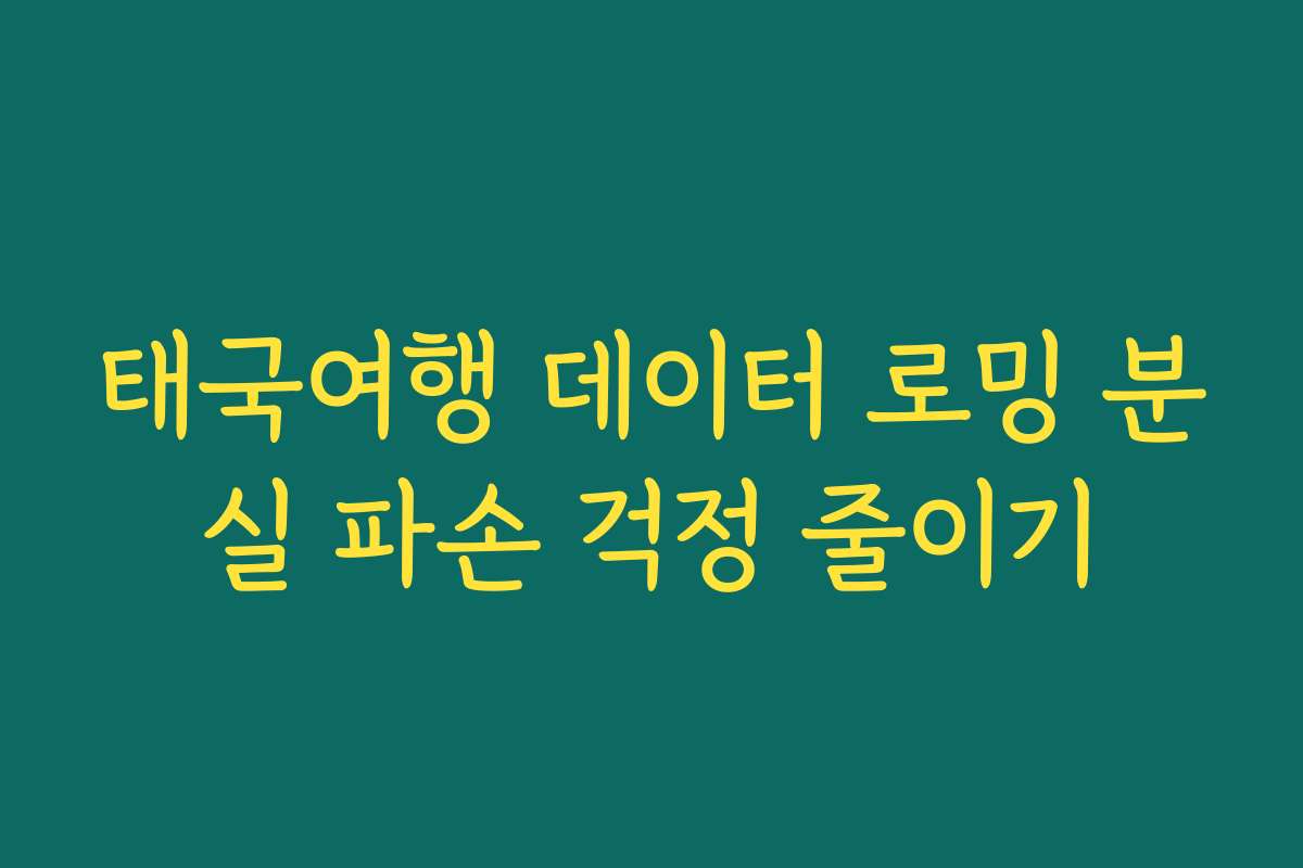 태국여행 데이터 로밍 분실 파손 걱정 줄이기