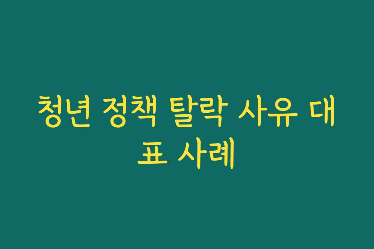 청년 정책 탈락 사유 대표 사례