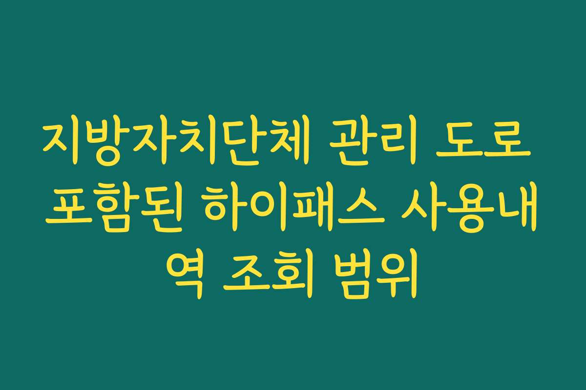 지방자치단체 관리 도로 포함된 하이패스 사용내역 조회 범위