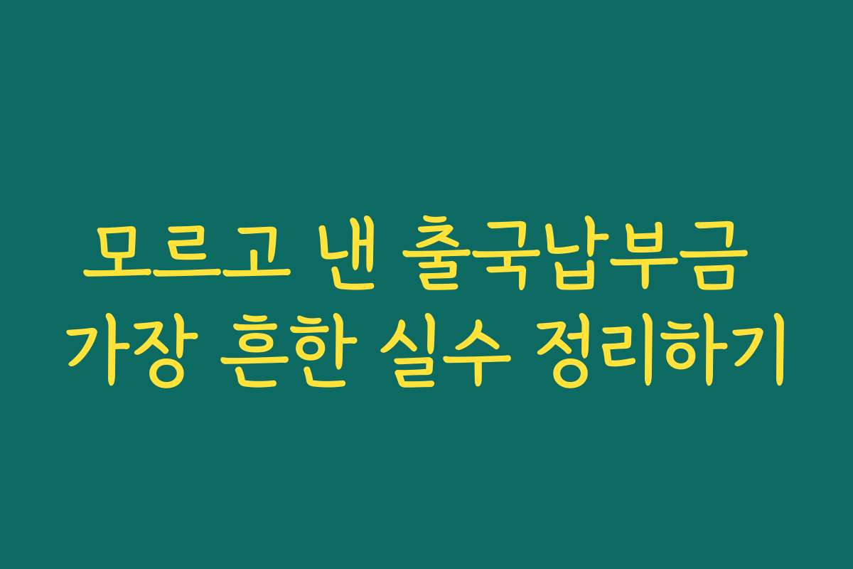 모르고 낸 출국납부금 가장 흔한 실수 정리하기