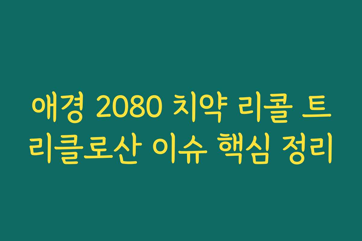 애경 2080 치약 리콜 트리클로산 이슈 핵심 정리