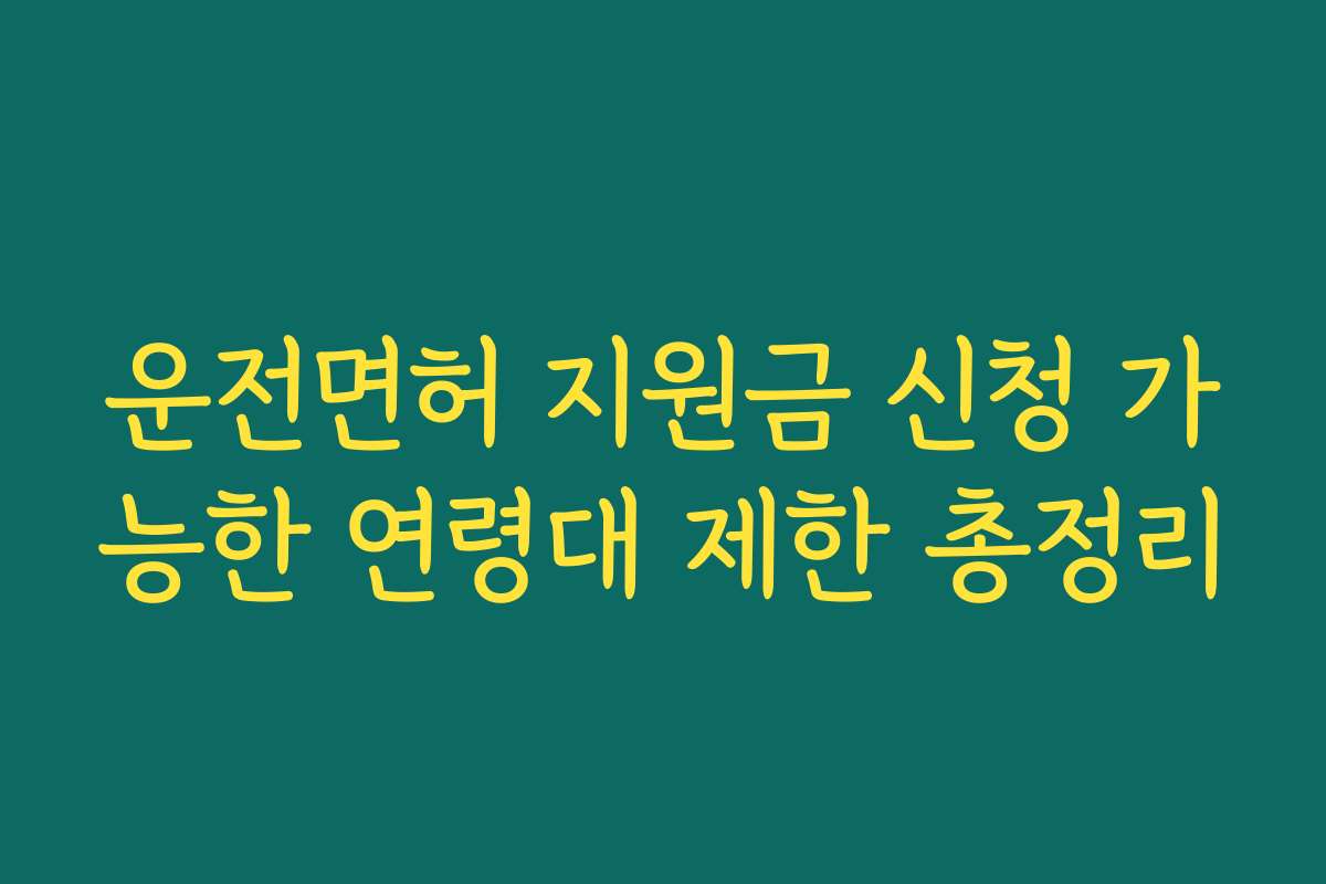 운전면허 지원금 신청 가능한 연령대 제한 총정리
