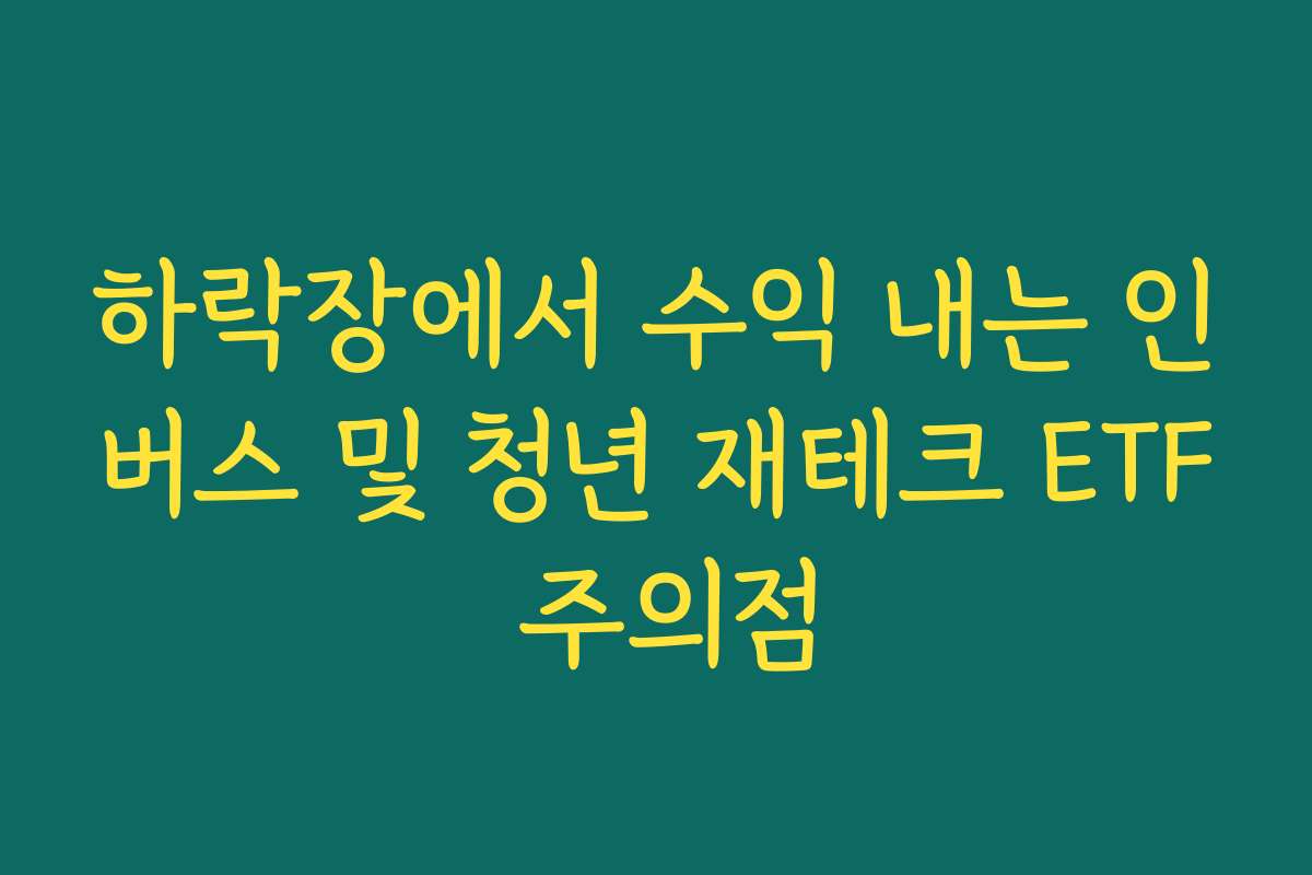 하락장에서 수익 내는 인버스 및 청년 재테크 ETF 주의점