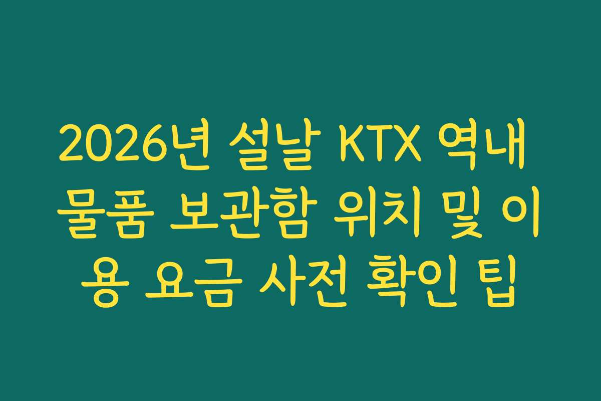 2026년 설날 KTX 역내 물품 보관함 위치 및 이용 요금 사전 확인 팁