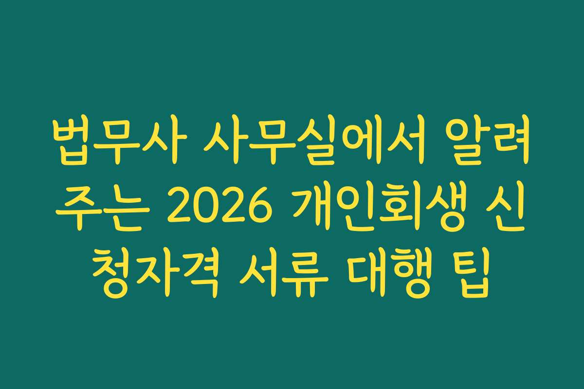 법무사 사무실에서 알려주는 2026 개인회생 신청자격 서류 대행 팁