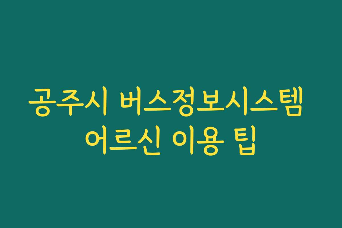공주시 버스정보시스템 어르신 이용 팁