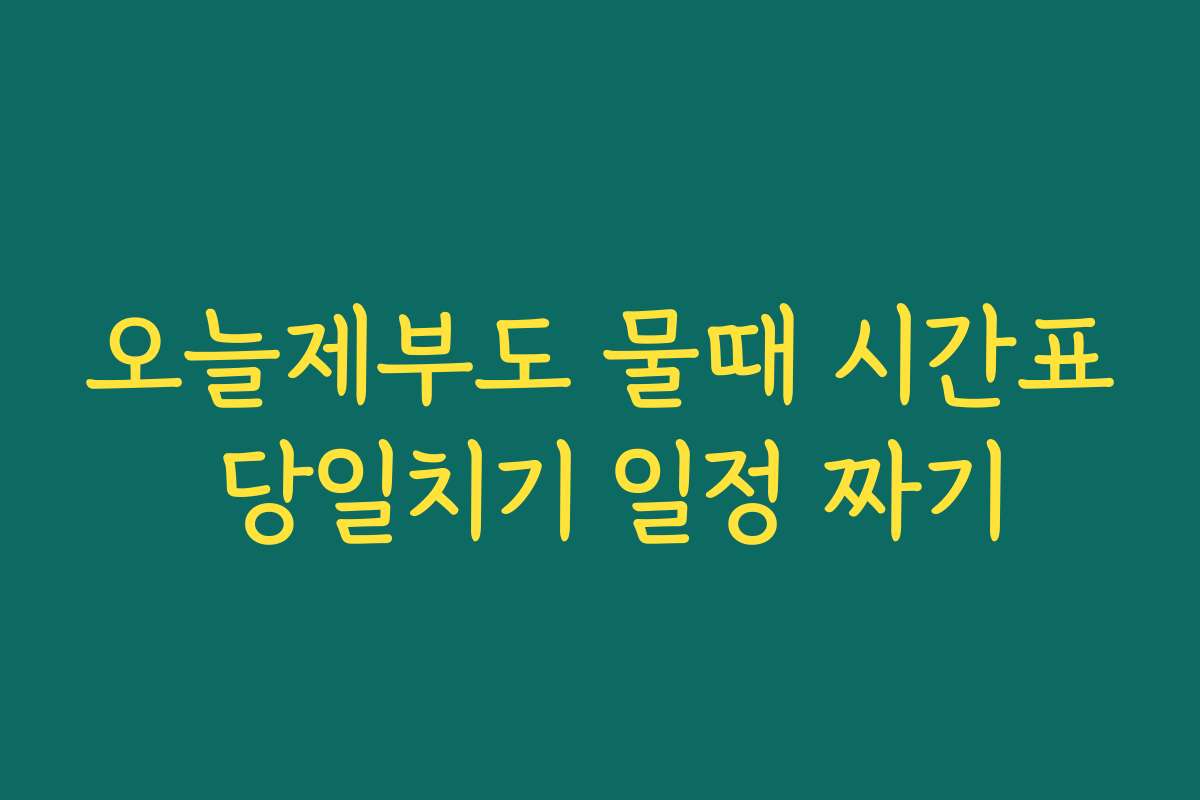 오늘제부도 물때 시간표 당일치기 일정 짜기
