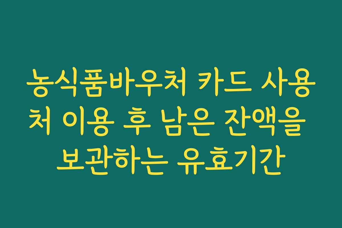 농식품바우처 카드 사용처 이용 후 남은 잔액을 보관하는 유효기간