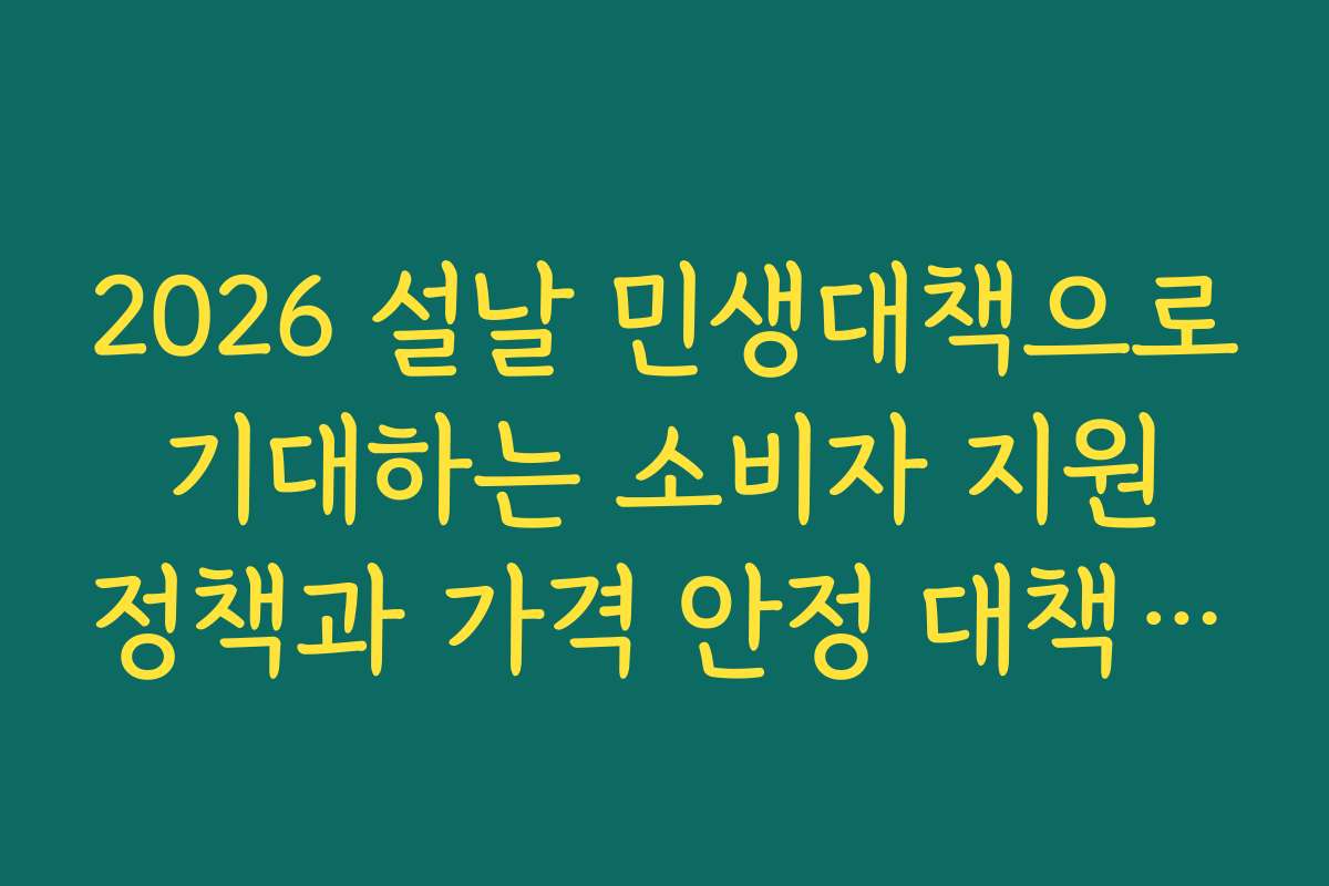 2026 설날 민생대책으로 기대하는 소비자 지원 정책과 가격 안정 대책은 무엇인가요