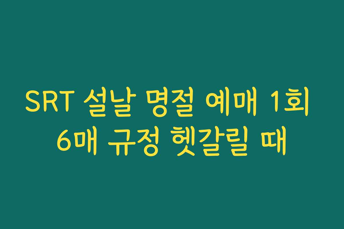 SRT 설날 명절 예매 1회 6매 규정 헷갈릴 때