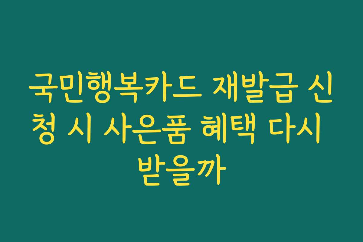 국민행복카드 재발급 신청 시 사은품 혜택 다시 받을까