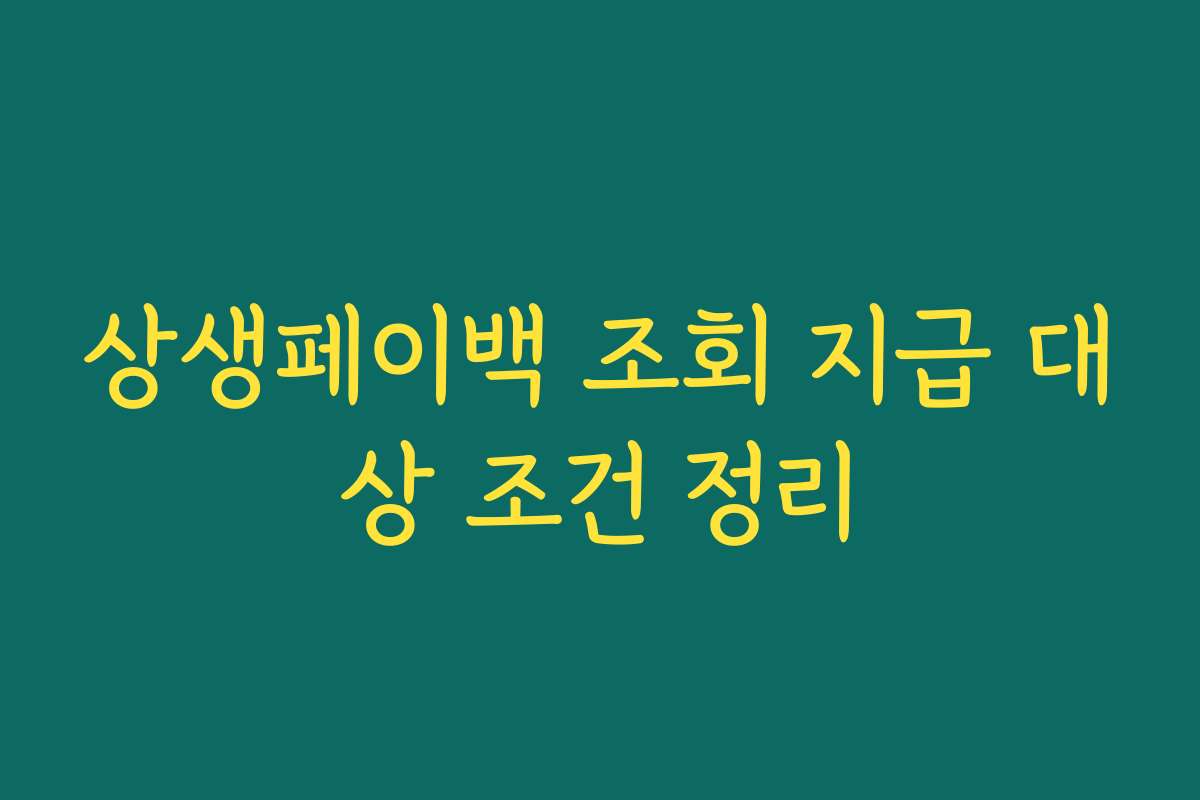 상생페이백 조회 지급 대상 조건 정리
