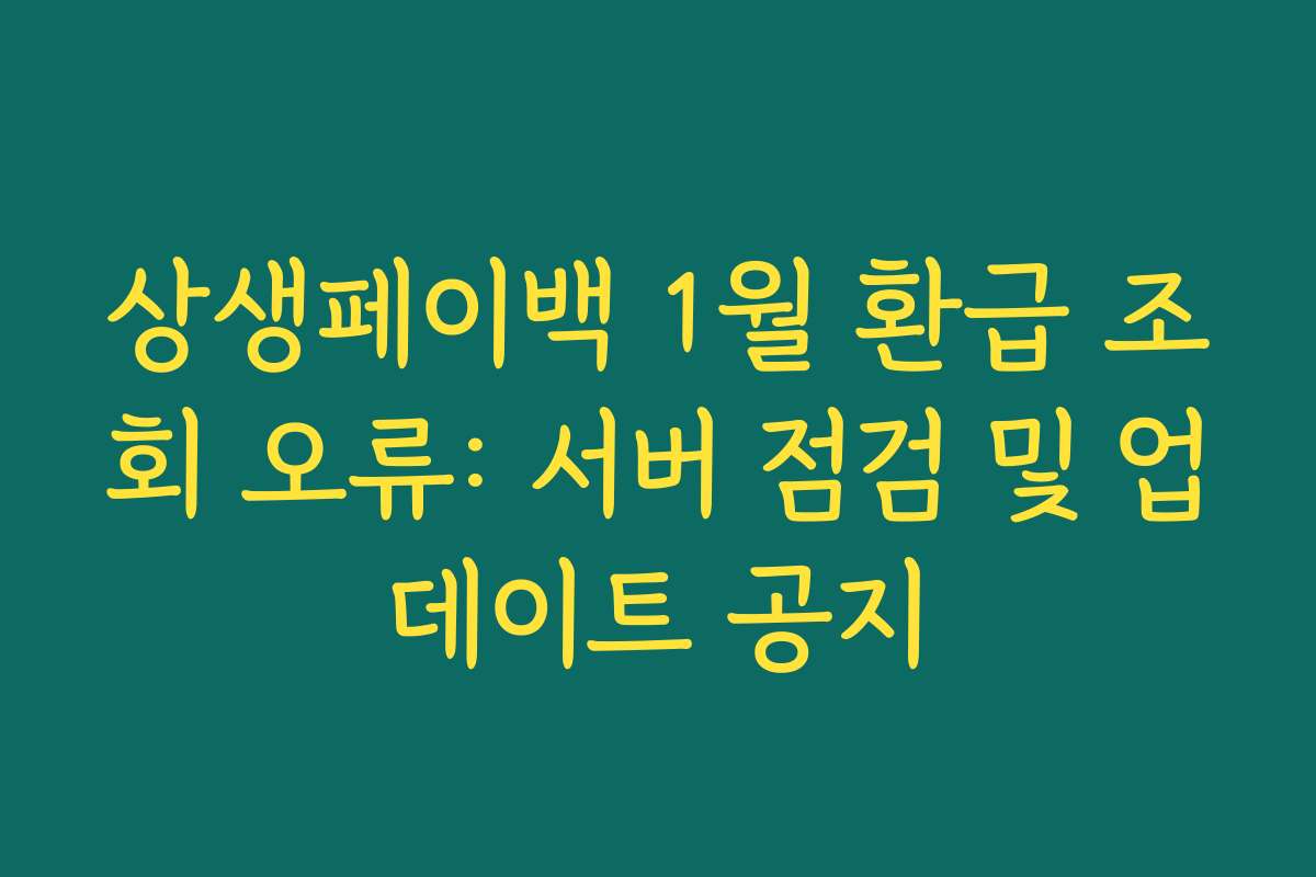 상생페이백 1월 환급 조회 오류: 서버 점검 및 업데이트 공지