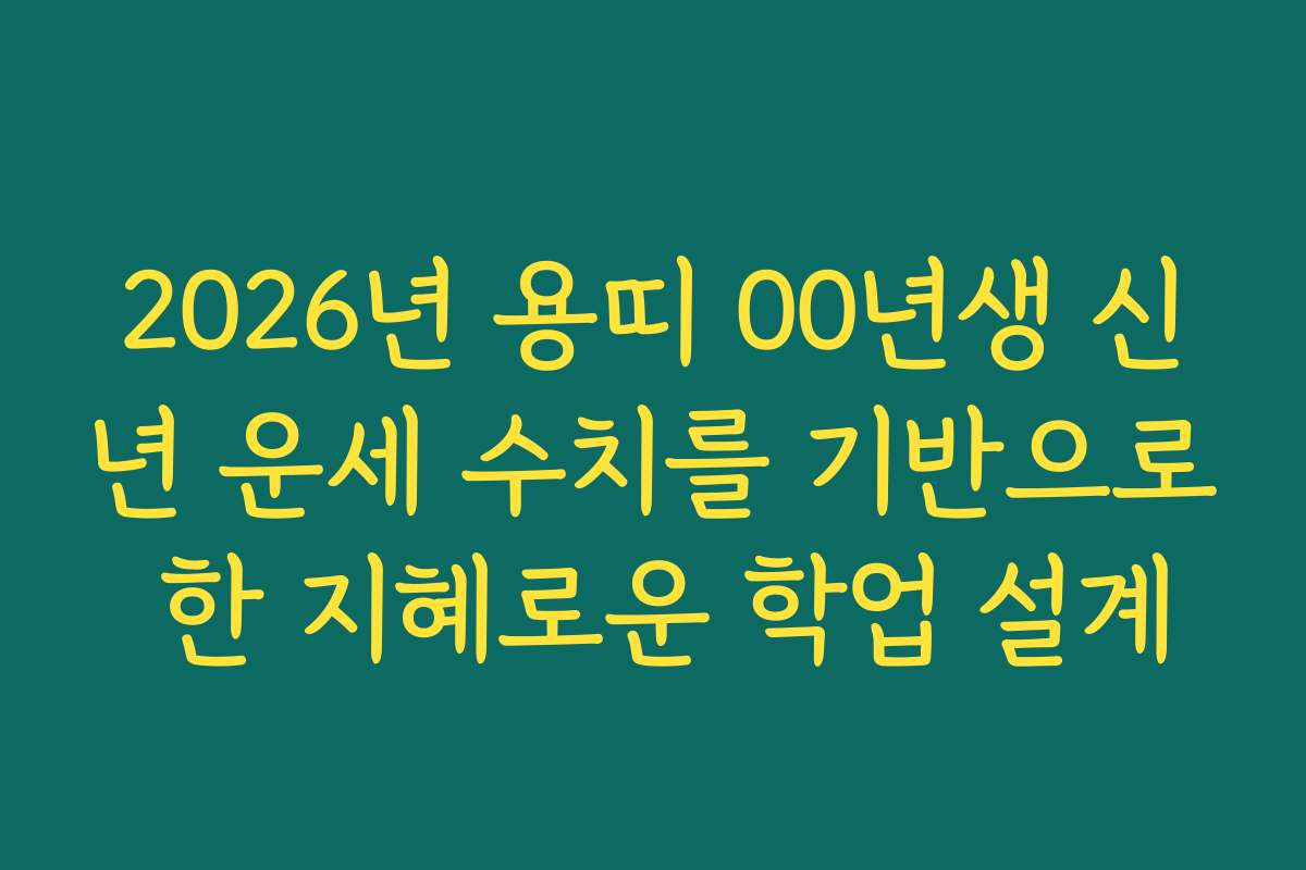 2026년 용띠 00년생 신년 운세 수치를 기반으로 한 지혜로운 학업 설계
