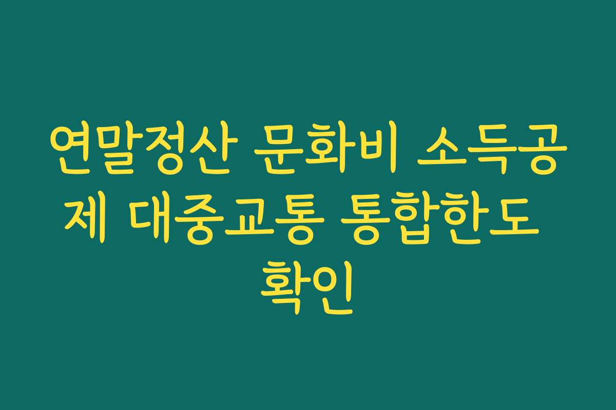연말정산 문화비 소득공제 대중교통 통합한도 확인