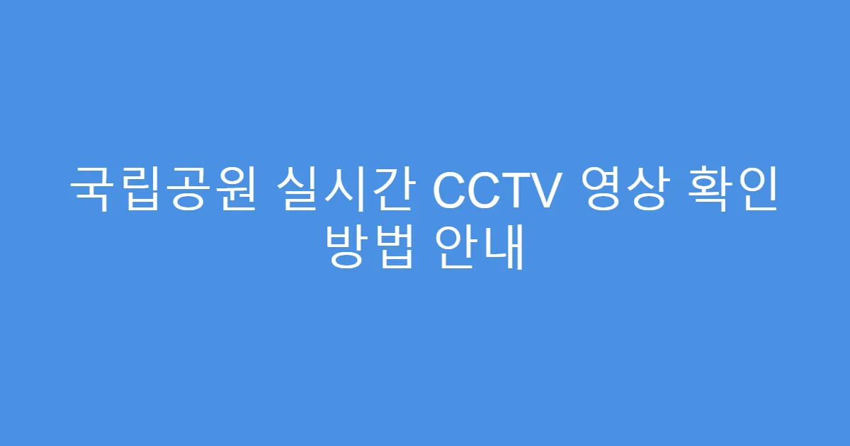 국립공원 실시간 CCTV 영상 확인 방법 안내