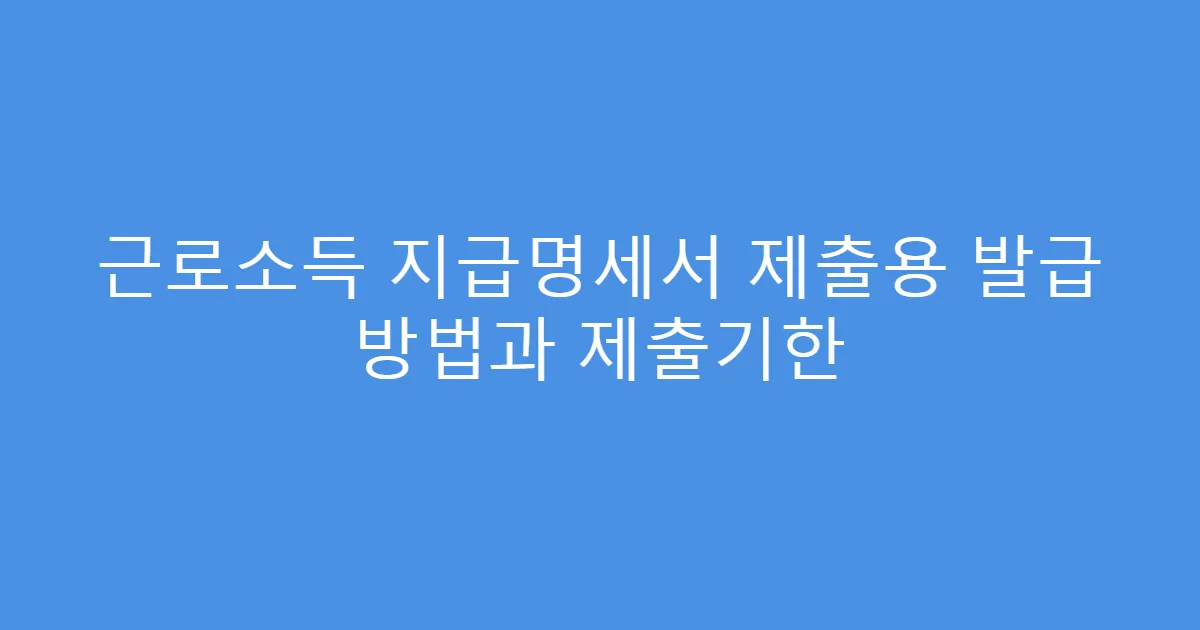 근로소득 지급명세서 제출용 발급 방법과 제출기한