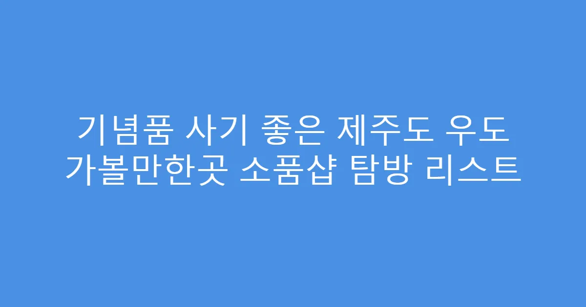 기념품 사기 좋은 제주도 우도 가볼만한곳 소품샵 탐방 리스트