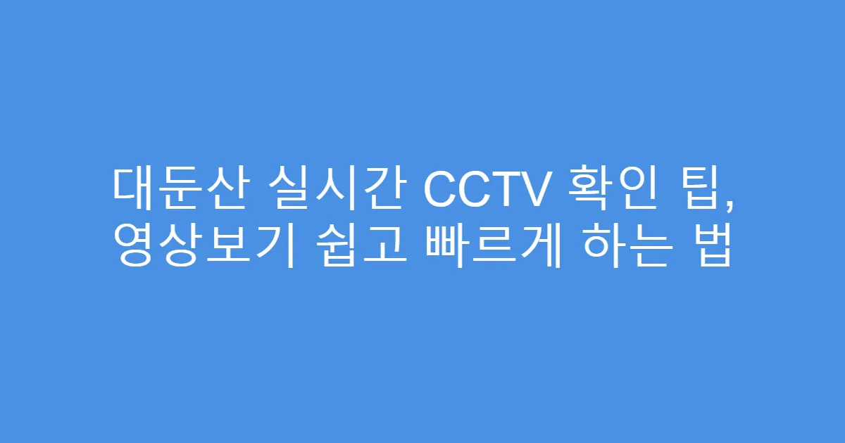 대둔산 실시간 CCTV 확인 팁, 영상보기 쉽고 빠르게 하는 법
