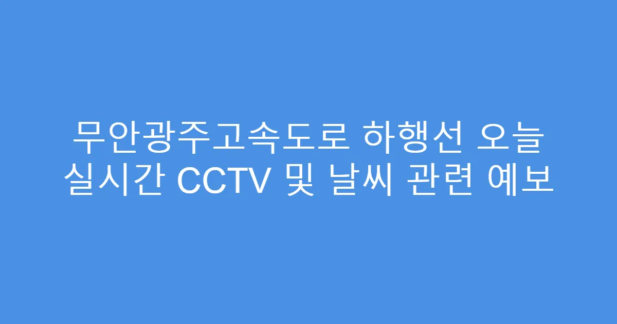 무안광주고속도로 하행선 오늘 실시간 CCTV 및 날씨 관련 예보