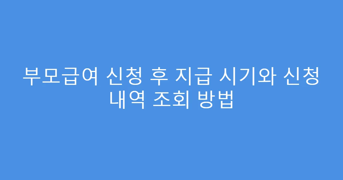 부모급여 신청 후 지급 시기와 신청 내역 조회 방법
