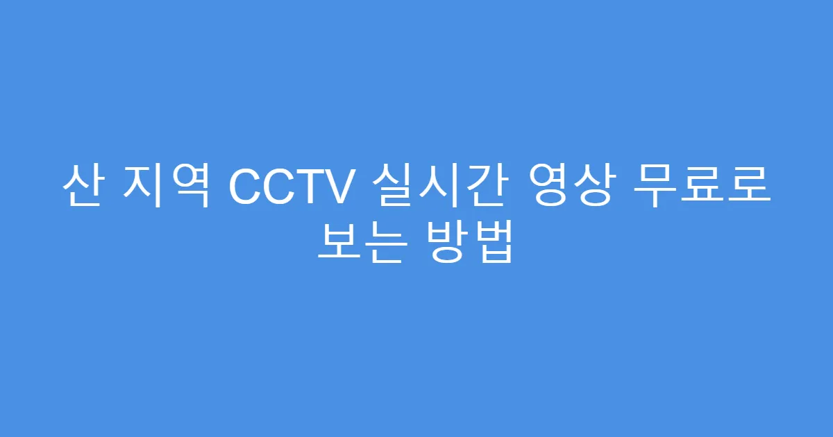 산 지역 CCTV 실시간 영상 무료로 보는 방법