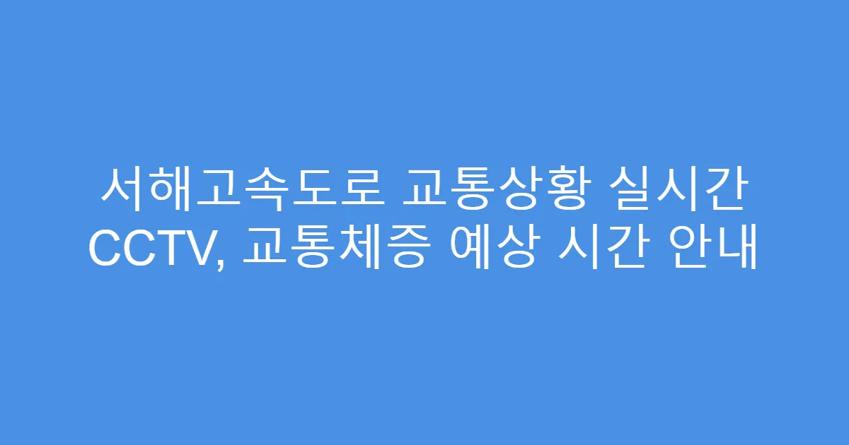 서해고속도로 교통상황 실시간 CCTV, 교통체증 예상 시간 안내