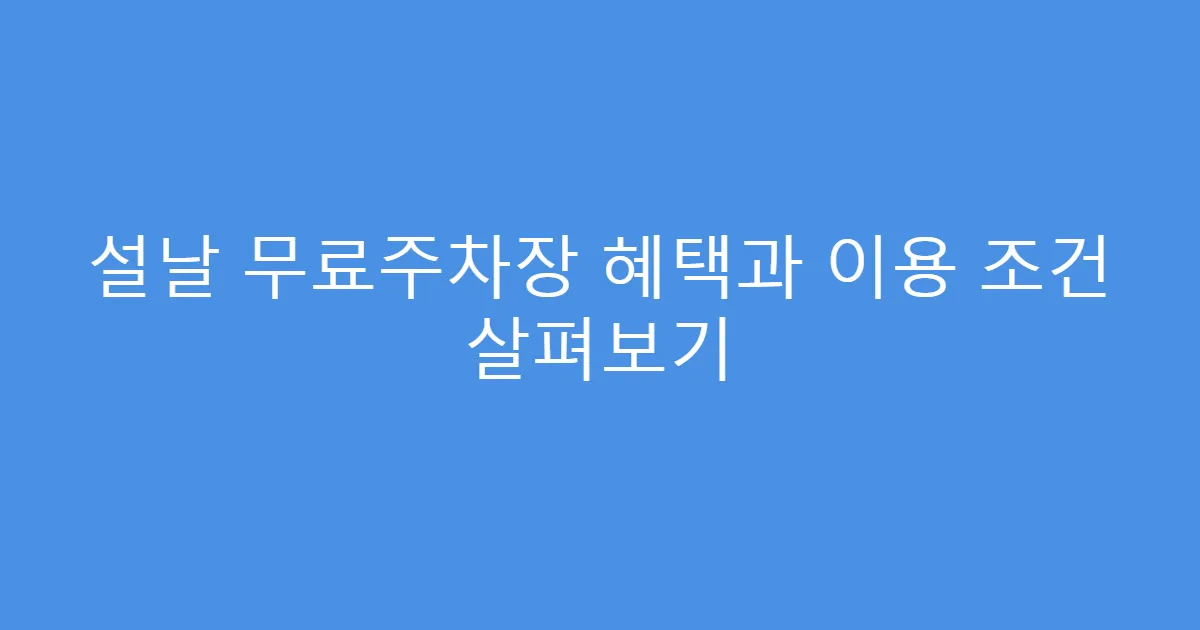 설날 무료주차장 혜택과 이용 조건 살펴보기