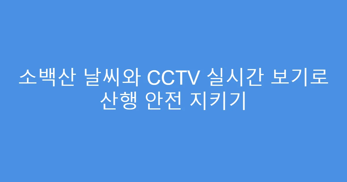 소백산 날씨와 CCTV 실시간 보기로 산행 안전 지키기