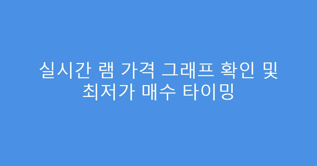 실시간 램 가격 그래프 확인 및 최저가 매수 타이밍