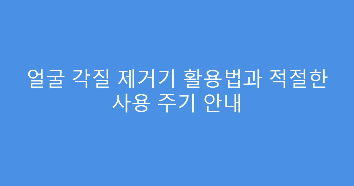 얼굴 각질 제거기 활용법과 적절한 사용 주기 안내