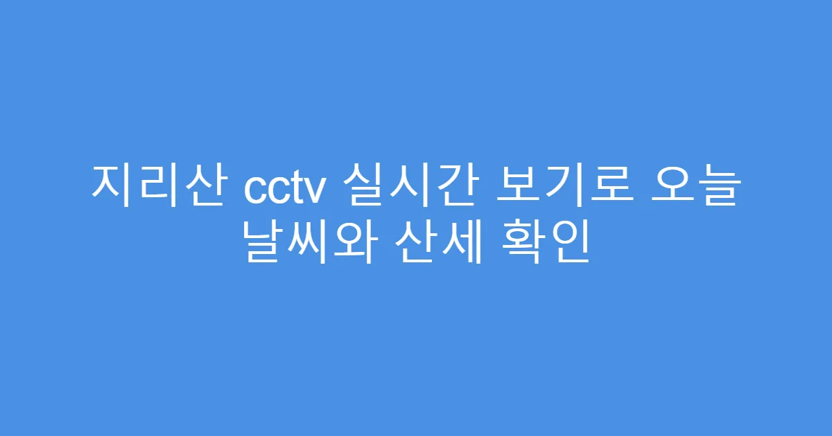 지리산 cctv 실시간 보기로 오늘 날씨와 산세 확인