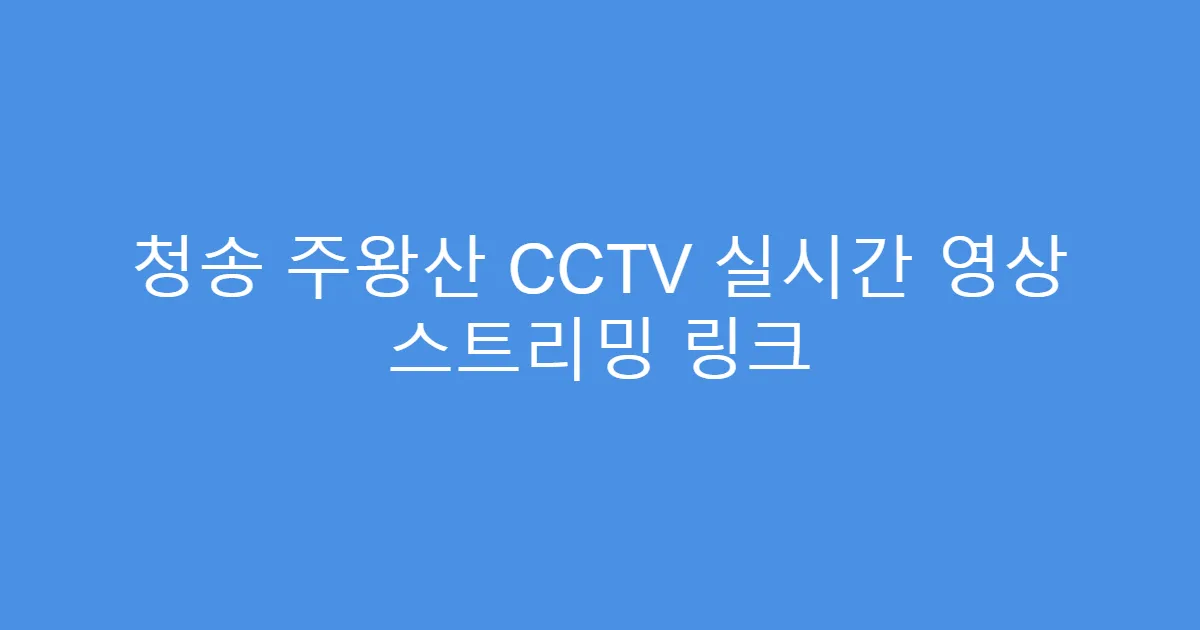 청송 주왕산 CCTV 실시간 영상 스트리밍 링크