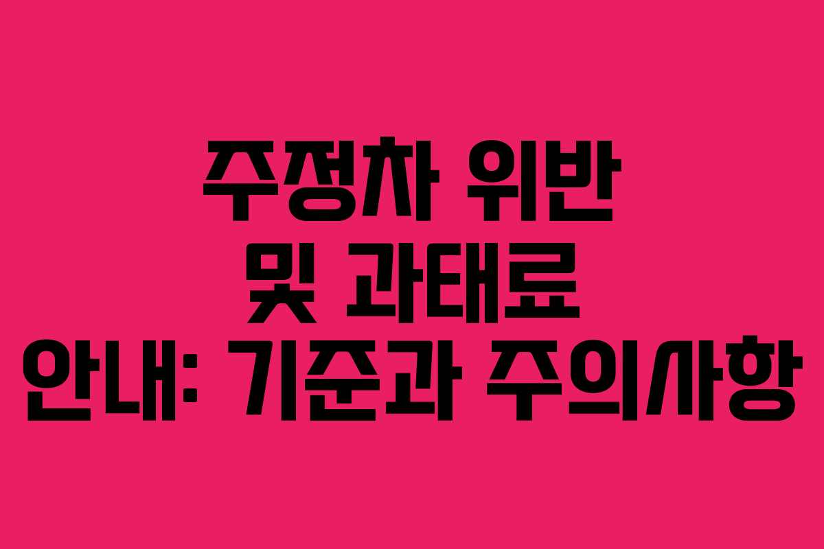 주정차 위반 및 과태료 안내: 기준과 주의사항